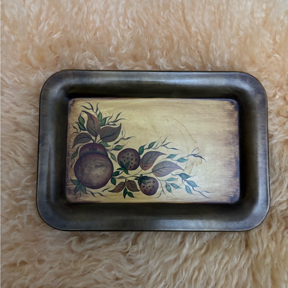 Vintage Arlene Clinkman Studio Mini Folk Art Metal Tray
